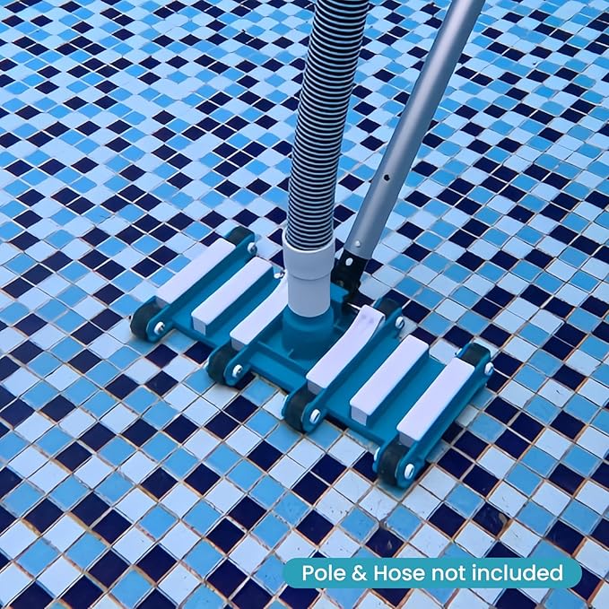 POOLWHALE 14" Professional Pool Vacuum Head with Wheels, Weighted Manual Vacuum Head Attachment, Direction-Control Handle for Inground & Above Ground Pools Clean Remove Debris