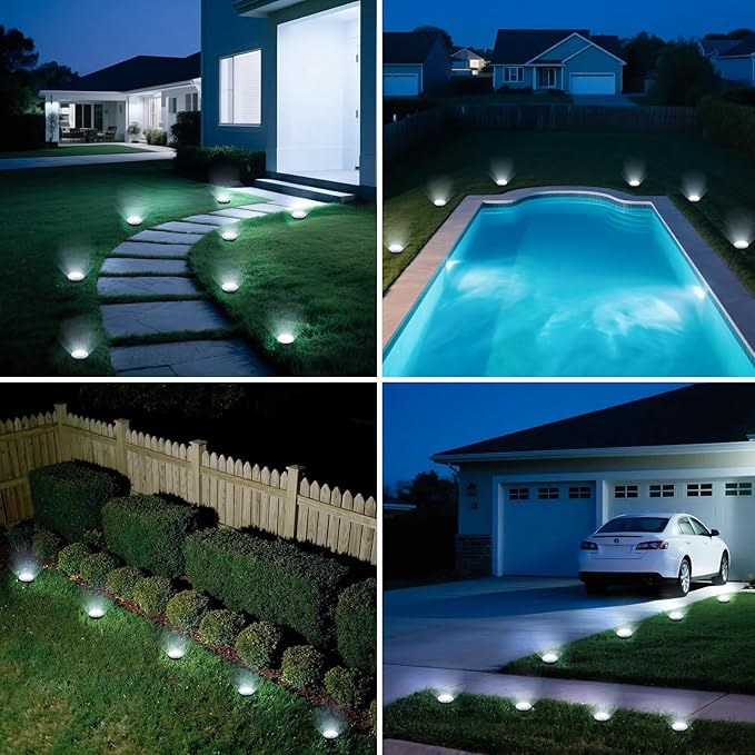 vighep Mini Solar Ground Lights, 2 Pack Solar Lights Outdoor Waterproof, Upgraded LED Flat Landscape Lighting for Outside Pathway Garden Patio Yard Driveway,Cold White