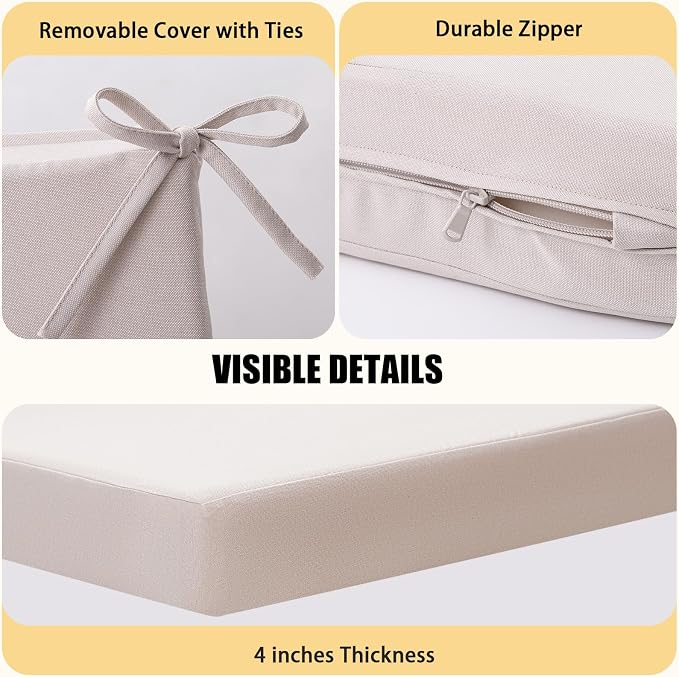 idee-home Outdoor Chair Cushions for Patio Furniture, Outdoor Seat Cushion | Waterproof Couch Hampton Bay Deep Seat Replacement Chair Cushions for Garden Backyard Deck 26.5 x 26.5