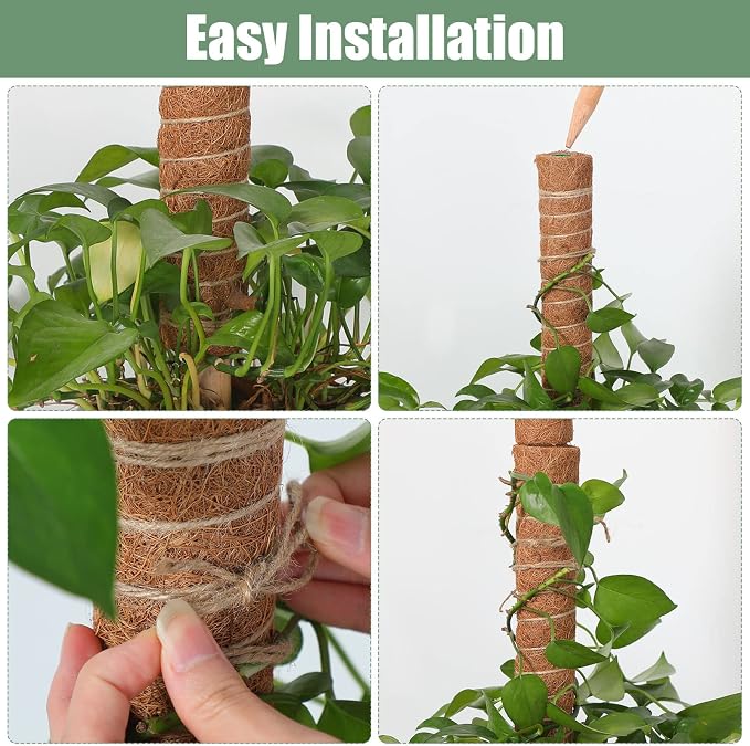 16 Pack Moss Pole for Plants Monstera 264 Inch Bendable Plant Pole Sticks Support Extension with Ropes Labels Tapes Tie Strap Locking Straps Green Twist Ties for Indoor Climbing Creepers