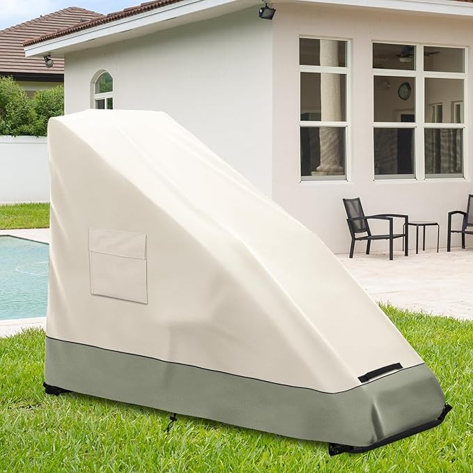 Zero Gravity Chair Cover XL,Outdoor Heavy Duty 600D Waterproof Zero Gravity Lounge Chair Cover,Patio Folding Zero Gravity Recliner Cover.Beige & Green,39" L x 31" W x 45" H.