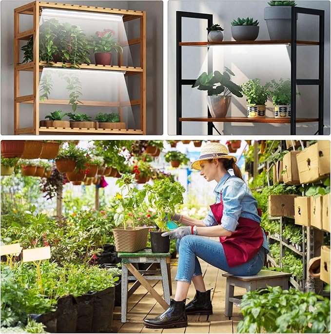 SDOVUERC 4 Bars Grow Light Strips for Indoor Plants with Auto ON/Off Timer 6/12/18H, 5 Dimmable Levels for Shelves Plant Growing(Pack 2)