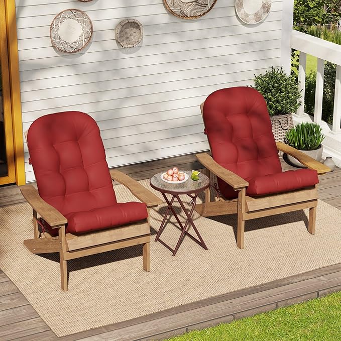 Crestlive 50x20x4 Inch Adirondack Chair Cushion Outdoor Rocking Chair Cushions Water Resistant High Back Patio Chair Cushions Thick, Chili