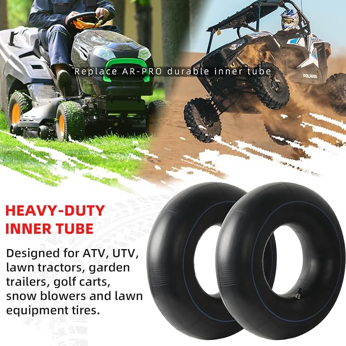 AR-PRO Replacement 22x11-10, 20x10-10 Inner Tubes for ATV UTV, Lawn Tractor, Garden Trailer, Golf Cart, Snow Blowers - with TR4 Straight Valve Stems - Made from Durable Butyl Rubber (Set of 2)