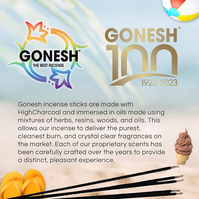 Gonesh Scents of Summer - Incense Sticks Variety Pack - Non-Toxic 10” Slow Burn Aromatic Sticks - Summer Swirl, Flip Flop, Cool Pooch, Lazy Days - 30 Count Each