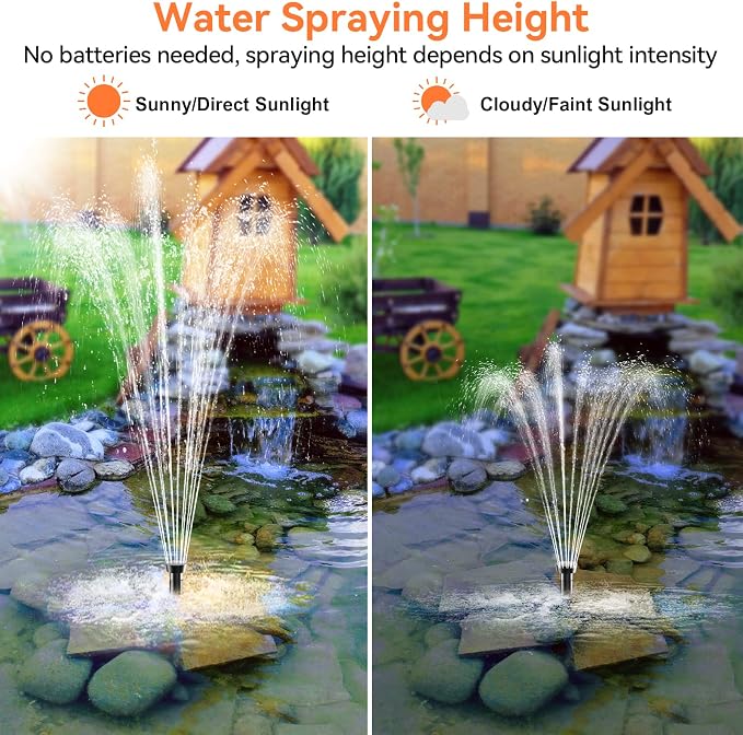 POPOSOAP Solar Fountain Pump Outdoor, 35W Solar Powered Water Pond Pump with 480GPH Adjustable Flow Rate for Garden Pond Fish Waterfall Hydroponics Pool