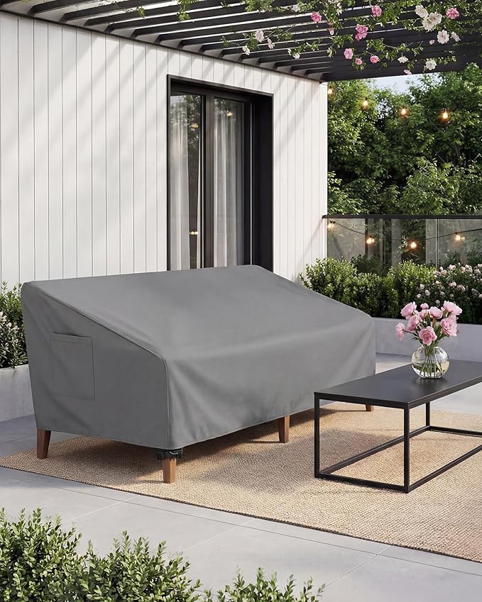 Vailge Heavy Duty Patio Sofa Cover, 100% Waterproof 3-Seater Outdoor Sofa Cover,Lawn Patio Furniture Covers with Air Vent and Handle,79" Wx 37" Dx 35" H,Grey