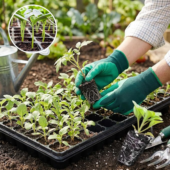 72-Cell Seed Trays with Drainage Trays-10 Sets 20 Packs-1020 Durable Plastic Plant Tray for Seed Germination(21x11x1.81 in)