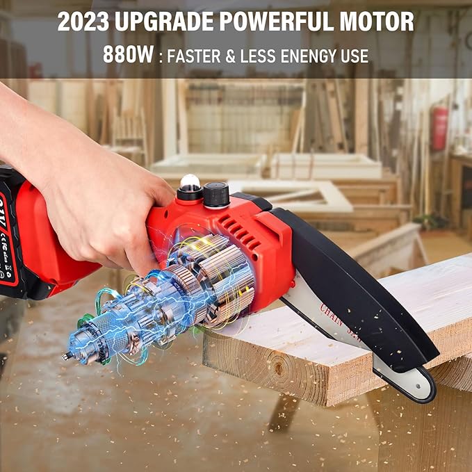 Tietoc Mini Chainsaw 6-Inch with 2 Batteries, Electric Saw, Stocking Stuffers Christmas Birthday Gifts Present for women mom wife Adults, Cool Gadgets 2025