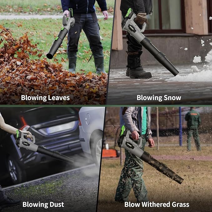LEAPUL Leaf Blower Cordless, 21V Electric Leaf Blower with 2×2.0Ah Batteries & 1 Fast Charger, Lightweight Battery Powered Blower for Lawn Care, Patio Cleaning