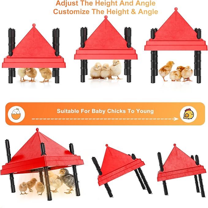 ZenxyHoC Brooder Plate for Chicks with Anti-Roost Cone, Chick Brooder Heater Red 10" x 10" with Digital Display Temperature Control