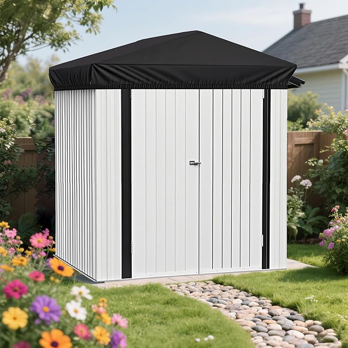 6x4 Ft Durable Slooping Roof Shelter Cover Pressure Rubberized Oxford Cloth, Sun, Dust, Rain and Leaf Resistant with 8 Silicone Protective Corners (Black)