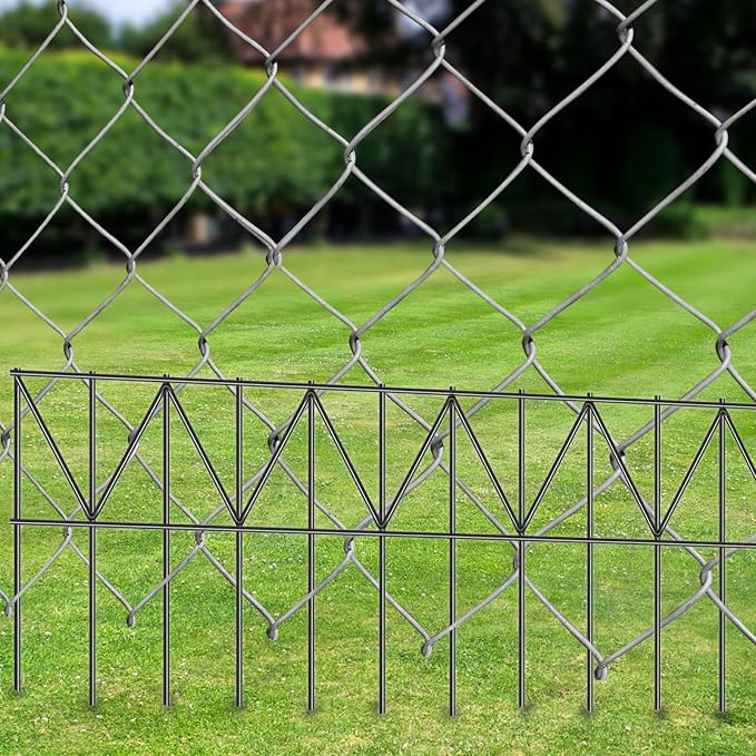 5 Pack 24" L x 15" H Animal Barrier Fence, Underground No Dig Fence Patented Product, 5.5mm Galvanized Stakes with 2 inch Spacing, Anti Digging for Dogs, Total 10Ft(L) X 15in(H) Black