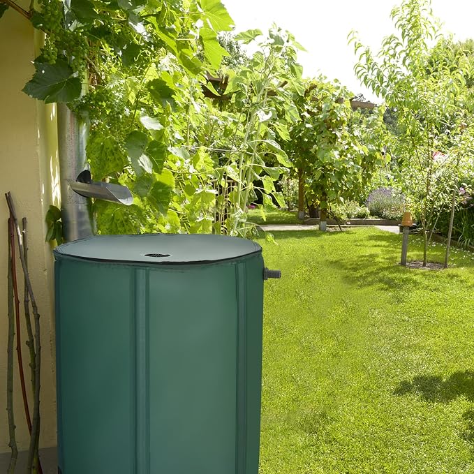 GOFLAME Rain Barrel Water Collector Portable Foldable Collapsible Tank,Spigot Filter Water Storage Container, Green (50 Gallon)