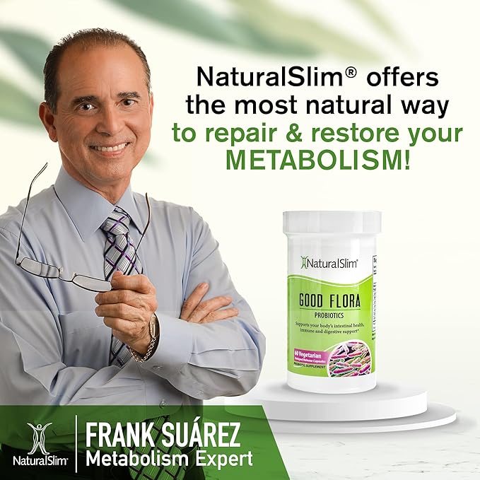 NaturalSlim Good Flora, Probiotics for Women & Men - Gut Health Supplements with 7 Powerful Strains for De-Bloating & Vitality - Probiotics for Digestive Health, 60 Vegetarian Capsules, Solo