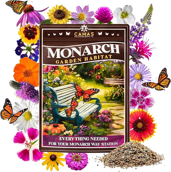 Monarch Butterfly Garden Kit with Milkweed Seeds–Perennial Flower Seeds to Plant Outside| 1/4 Pound Pure Bulk Wildflower Seeds | Garden Seeds for Attracting Pollinators | Seed Packets for Spring/Fall