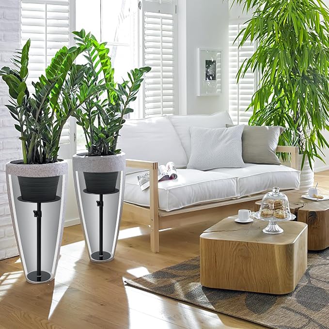 Plant Risers for Inside Pots, Metal Planter Inserts Pot Filler, 11-20" Rise | 6" 8" 10" Top Base, Set of 2, Adjustable Plant Lift Inserts for Large Pots, Pot Risers for Indoor Outdoor Tall Taper Planters