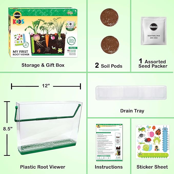 Creative Kids Miracle GRO Root Viewer Garden Kit - Educational STEM Set with Soil & Seeds for Kids Age 6+, Plant Growing Science Lab
