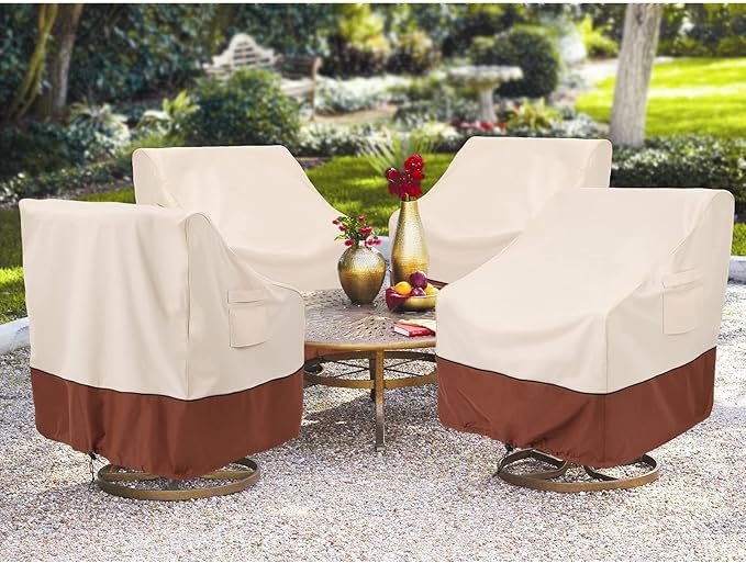 COSFLY Patio Furniture Covers 2 Pack, 600D Waterproof Outdoor Chair Covers for Deep Chairs, All-Weather UV Resistant Protection with Adjustable Straps & Air Vents, Fits up to 33"W x 34"D x 31"H