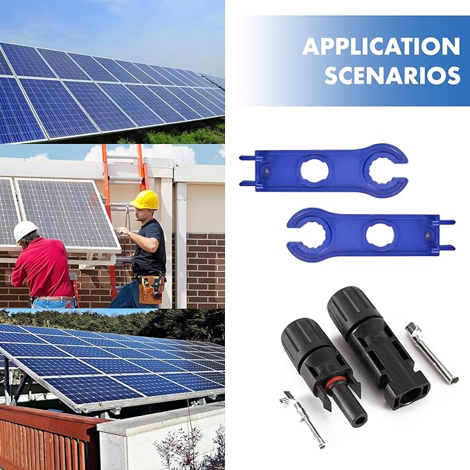 40 PCS Solar Connectors, Male/Female Waterproof IP67, MC4 1000V 30A, (20Pairs) Solar Panel Cable Connectors with 2 Spanners(10AWG)