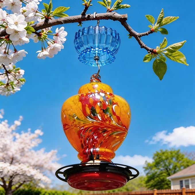 Ant Moat for Hummingbird Feeder - 9 OZ Extra Large Capacity Insect Guard - Daisy (Blue)