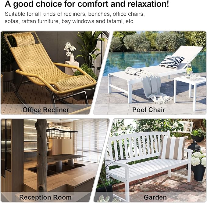 ERWUDEling Lounge Chair Cushion 67 x 19 Inch, Outdoor Chaise Lounge Cushion 4" Thick Waterproof Replacement Cushion for Patio Furniture, Zero Gravity Chair Pad with Ties, Non-Slip, Washable (Gray)