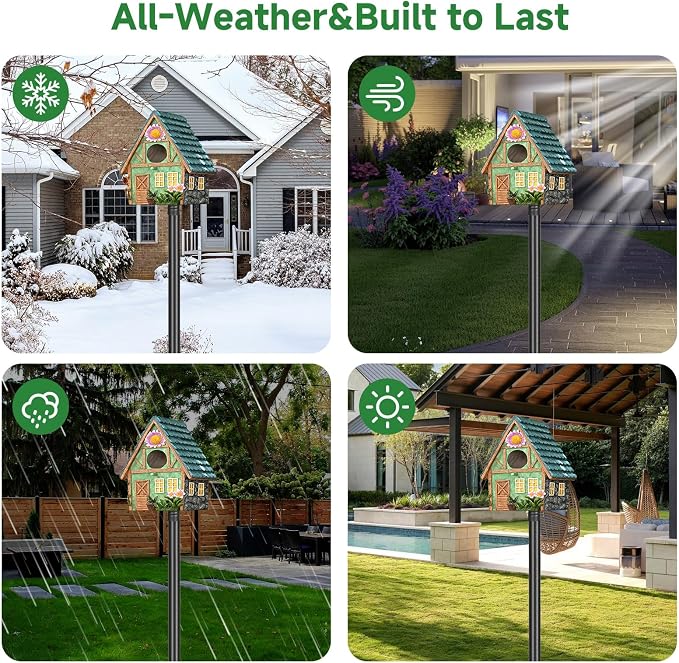 Smart Bird Feeder Pole-Heavy Duty Adjustable 3-6.6ft Universal Birdhouse Stand Mount for Backyard&Outdoor Bird Houses/Cameras (80" Pole)