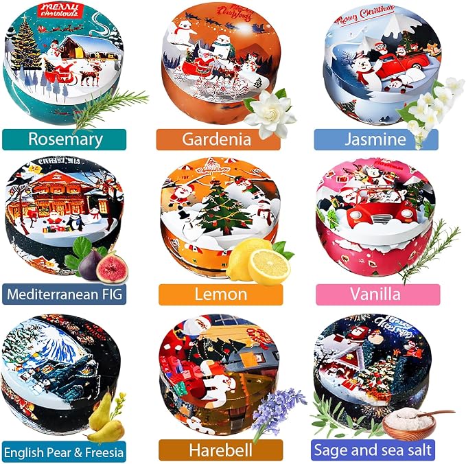 Christmas Scented Candles Gift- Aromatherapy Candle-Soy Wax-Long Lasting Burn time, Gifts for Women & Men,Home Decor,Scented Soy Candle Set,Holiday Home Scent (9, Christmas-Scented Candles 3)