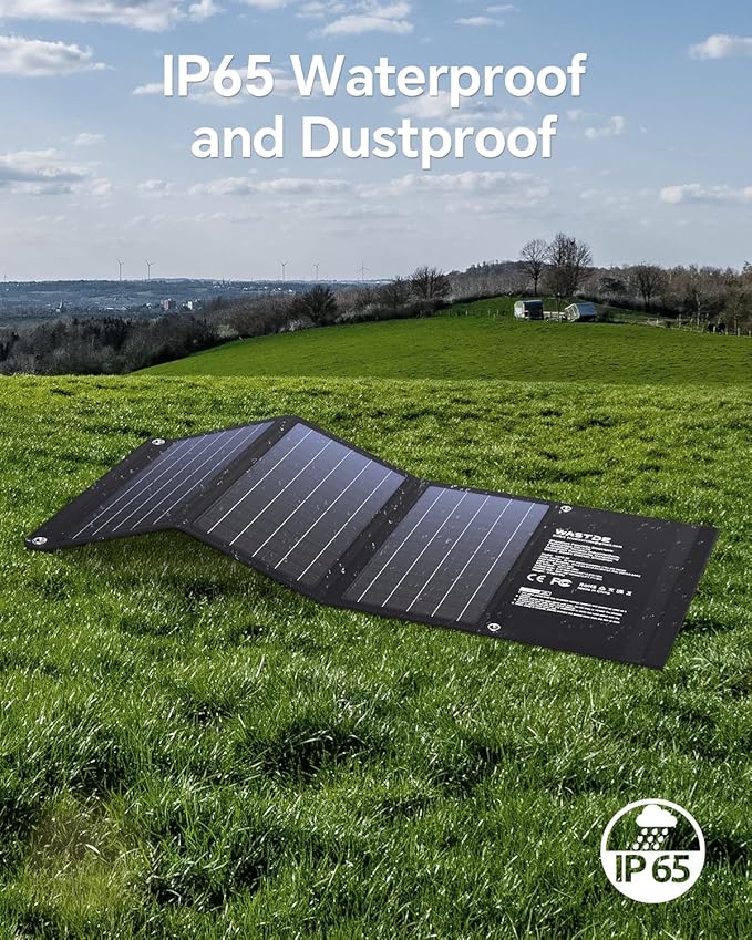 30W Portable Solar Panel 3 USB Ports Chargers (18V/1.6A Max), IP65 Waterproof Large-Capacity Storage Solar Panel, Fast Charging Foldable Panel for Camping,Hiking, Cell Phone,Tablet