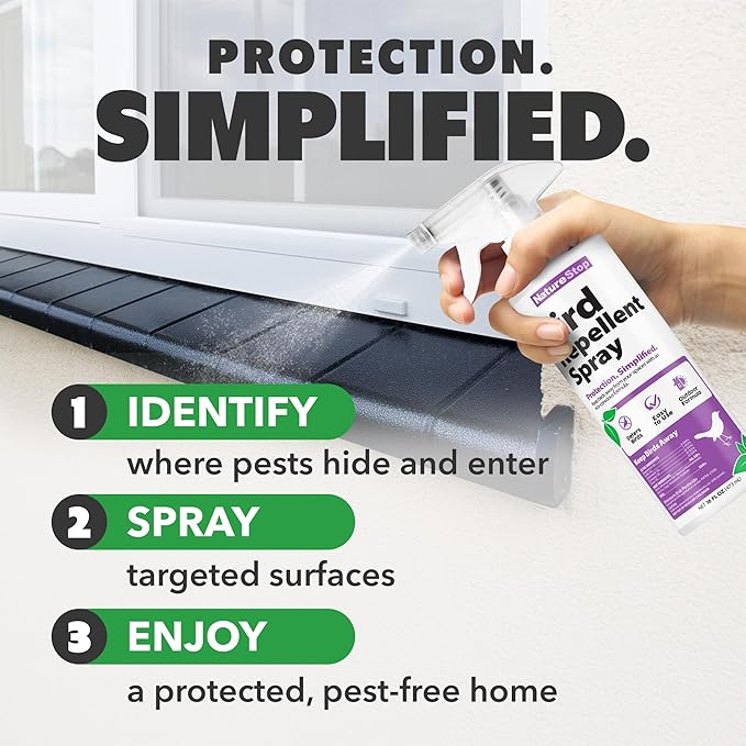 Bird Repellent Spray – Helps Deter Birds from Outdoor Surfaces & Garden Areas, 16 oz (475mL)