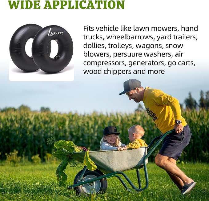 AR-PRO 11x4.00-5|11x4.50-5|11x6.00-5 Heavy Duty Replacement Inner Tube with TR-87 Bent Valve Stem (2-Pack) - for Wheelbarrows, Mowers, Hand Trucks and More