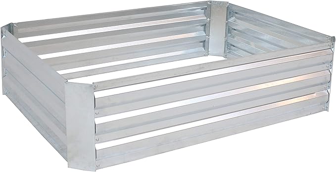 Sunnydaze Galvanized Raised Garden Bed Kit - 4x3x1 ft Outdoor Raised Garden Bed - Metal Planter Box for Vegetables, Flowers, Herbs - Silver - 4' x 3' Rectangle