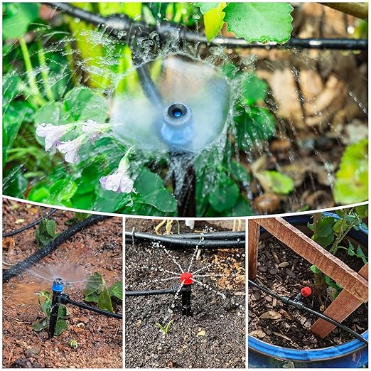 Maotong 32 Pack New Easy-Connect Drip Emitters Sprays for 1/4" Drip Irrigation Tubing (16 Pcs Quick-Connect Emitters Vortex+16 Pcs Quick-Connect Emitters Stream)