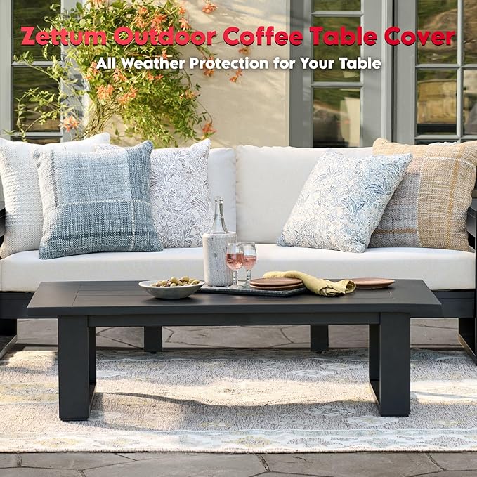 Zettum Outdoor Coffee Table Cover – Coffee Table Cover Rectangle Waterproof & Heavy Duty, Patio Table Covers for Side Tables, 600D Covers Provide All-Weather Protection - 50 x 30 x 18 Inch