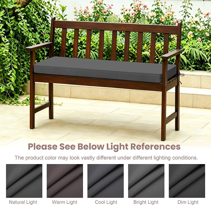 Outdoor Bench Cushions for Outdoor Furniture, 45x18 Inch, Waterproof Patio Furniture Cushion, Fade Resistant Bench Cushions for Porch Swing, Long Bench, Indoor, Dark Grey