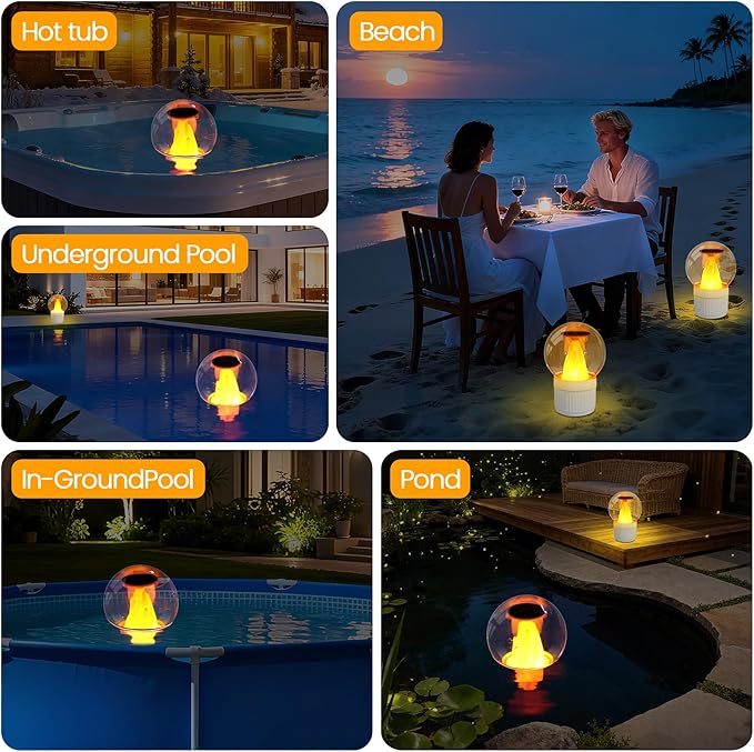 ChlorBlu Solar Chlorine Floater,Chlorine Floater with Solar Flame Light,Adjustable Release Floating Chlorine Dispenser for Pool,Large Capacity Pool Chlorine Floater,Chlorine Floater for Hot Tub(White)