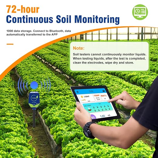 YINMIK 8 in 1 Soil Test Kits, Moisture pH Meter for Soil, Plant pH Conductivity Tester, pH Moisture EC Salt Humidity Light Fertility Temp Reader for Garden, Grass, Lawn, Greenhouse, Farming, Yard