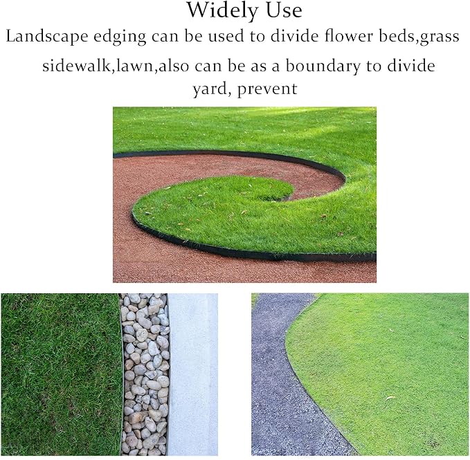 Landscape Edging 33FT, 4IN Tall Garden Edging Border with 50pcs Spikes, Plastic Lawn Edging Kit, Tool-Free Flexible Borders Edging for Garden Flower Beds Tree Surrounds Yard Pathway, Black
