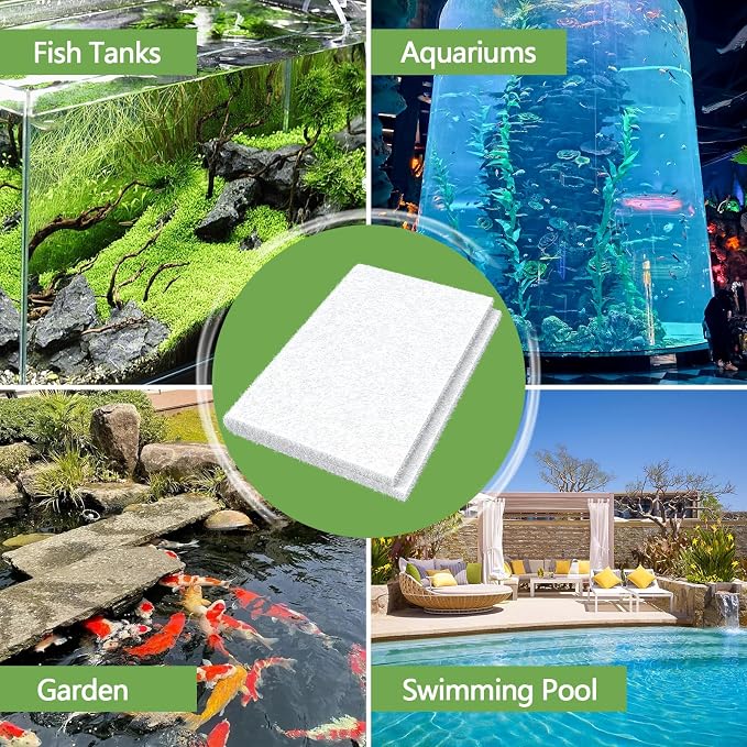 Pond Filter Pad, 12"x72"x1.1" – 6 sq ft White Reusable & Washable Foam Media for Outdoor Fish Ponds, Aquariums & Water Gardens