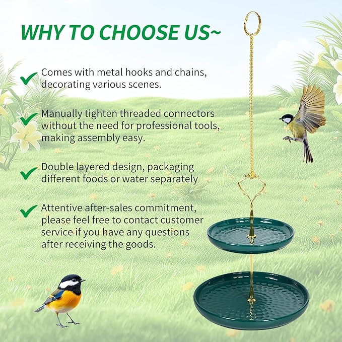 Platform Bird Feeders for Outdoors The Platform Bird Feeder Made of Exquisite Ceramic and The Double-Layer Designed Ground Bird Feeder
