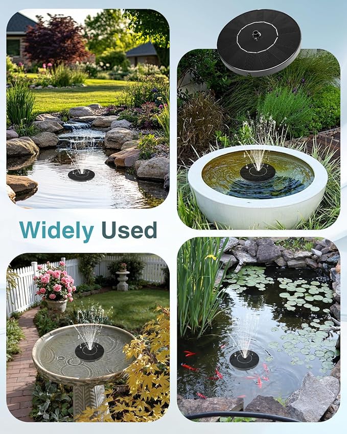 Solar Water Fountain for Bird Bath, 2026 Upgraded Solar Powered Fountain Pump with 6 Nozzle for Outdoor Garden, Pond, Pool, Birdbath