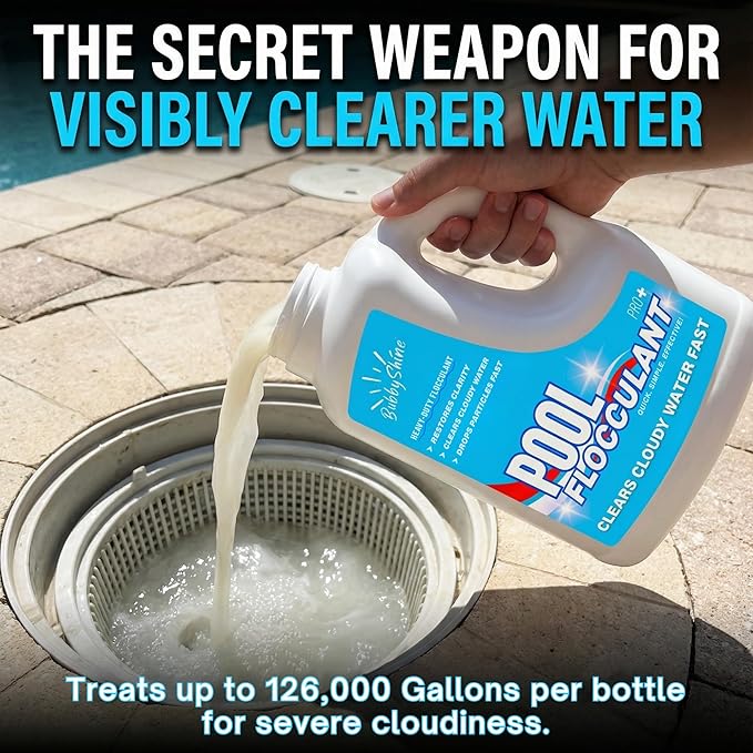 Pool Flocculant Clarifier – 3 L (101.5 fl oz) – Heavy-Duty Pool Clarifier, Drop & Vac Cloudy Water Treatment, Particle Settling Support, Inground & Above Ground Compatible – BubbyShine