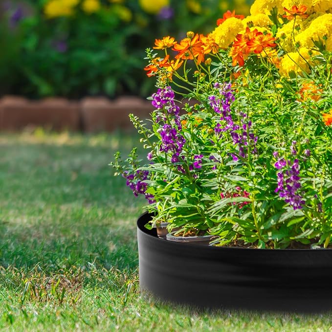 FoldTier 8 Inch Tall 33ft Garden Landscape Kit with Hammer Plastic Edging Border Border Flower Bed Borders for Garden Lawn Flower Beds Grass Yard