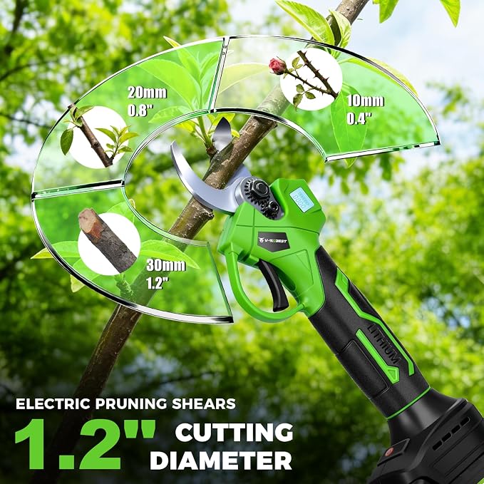 4-in-1 Electric Pole Saw & Pruning Shears, 6 Inch Pole Saws for Tree Trimming, Cordless Pruning Shears with Lightweight 15ft Extension Pole, 2 * 4.0Ah Battery Powered Pole Saw Pole Pruner for Garden