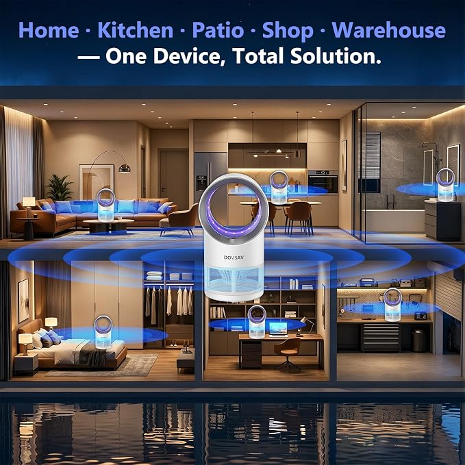 Fruit Fly Trap for Indoors, Indoor Fly Trap with Suction, Indoor Bug Zapper, Gnat Traps for House with Timer and Bug Light, 10 Pcs Sticky Glue Boards (White)