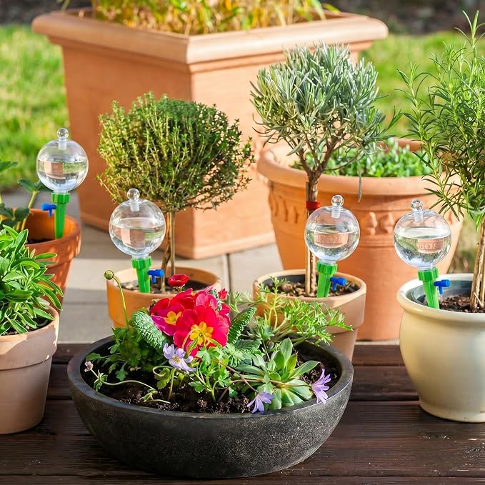 12 Pcs 17oz Plant Self Watering Globes for Indoor Outdoor Adjustable Plants Plastic Water Bulbs Top to Fill Plant Self Watering Planter Insert Water Devices System Spikes Stakes (Green)