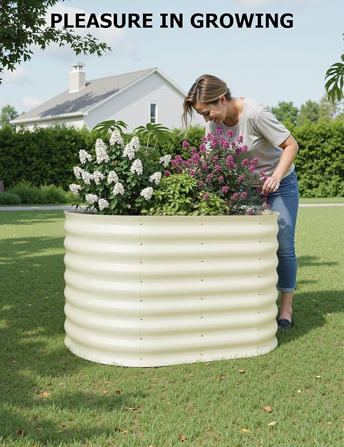 GarveeLife 4x2x2 ft 2-Pack Raised Garden Bed - Galvanized Steel Outdoor Planter Box for Vegetables, Flowers & Herbs - Durable Rust-Resistant Garden Box, Easy Assembly Raised Beds for Gardening,Beige