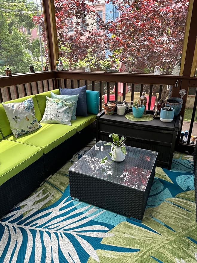 FLYMEI Patio Cushion Covers 24x24x4 Waterproof Outdoor Cushion Cover Replacement 2Packs Outdoor Seat Cushion Slipcover for Rattan Chair Sofa, Green