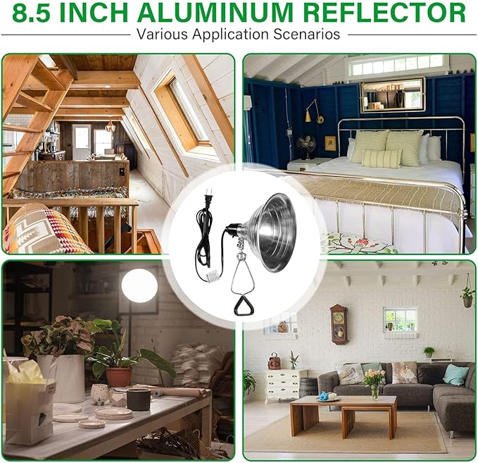 Simple Deluxe Clamp Lamp Light 150 Watt with 8.5 Inch Aluminum Reflector (no Bulb Included), 6 Feet Cord, 4 Pack, Black