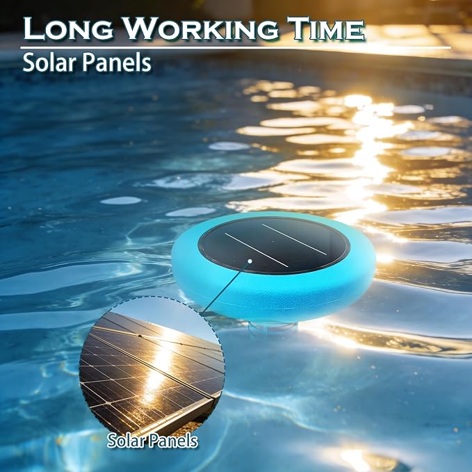 Solar Pool Ionizer - Floating Ionizer Cleaner Up to 40,000 Gallons, Large Solar Panel & Durable Copper Anode, Ideal for Pools, Spas, and More